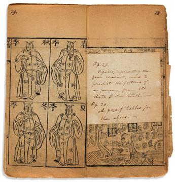 (CHINESE ALMANAC.) 19th-century illustrated woodblock almanac.